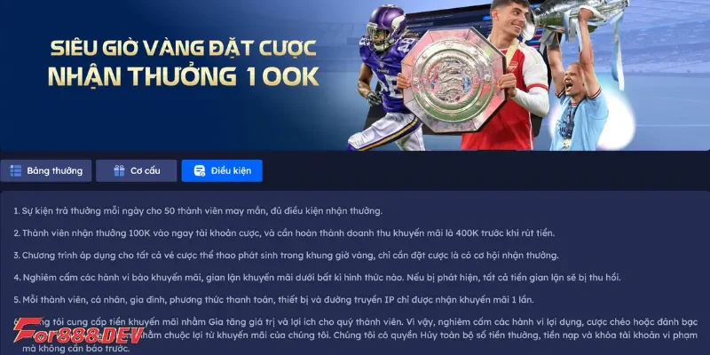 Đọc rõ các điều kiện khuyến mãi For88