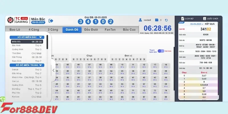 Thành viên vào sảnh xổ số và chọn số đặt cược nhanh chóng